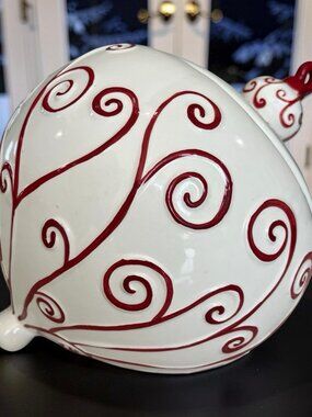 Vintage Christmas Hand Painted "Ornament" Ceramic Cookie Jar Holiday Decor X-mas